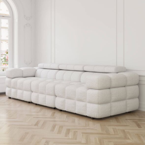 Soffa 3-sits 285cm Vit Boucle  - Paris