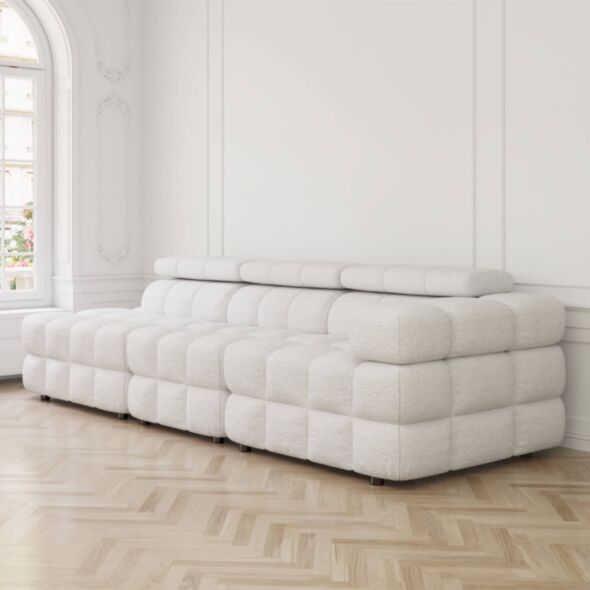 Soffa 3-sits 288cm Vit Boucle Armstöd Höger - Paris