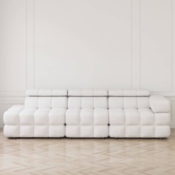 Soffa 3-sits 288cm Vit Boucle Armstöd Höger - Paris