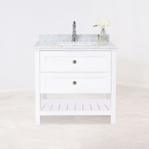 Kommod Badrum 80cm Utah Vit - Vit Marmor