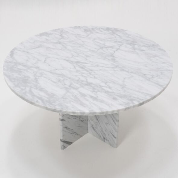 Soffbord Ø80cm Vit Marmor - Matisse