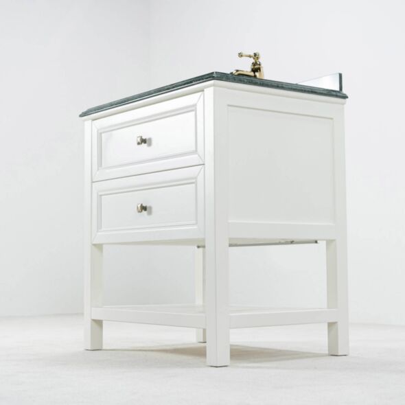 Kommod Badrum 80cm Utah Vit - Grön Marmor