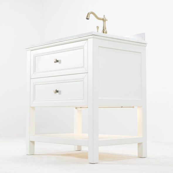 Kommod Badrum 80cm Utah Vit - Vit Marmor