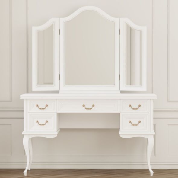 Klassiskt Vitt Sminkbord 132cm Med Spegel - Versaille
