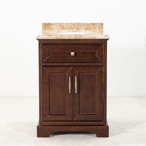 Kommod Badrum 60cm Brun Wyoming - Beige Marmor