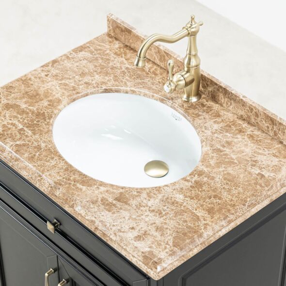 Kommod Badrum 60cm Svart Wyoming - Beige Marmor