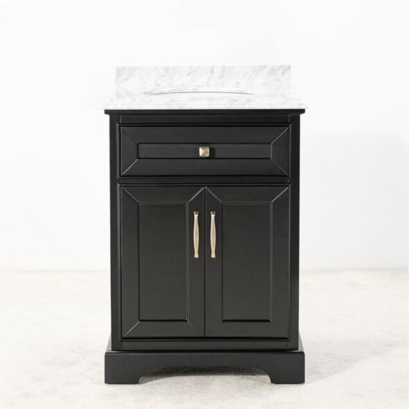 Kommod Badrum 60cm Svart Wyoming - Vit Marmor
