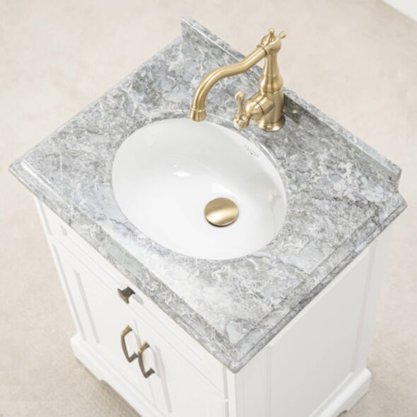 Kommod Badrum 60cm Vit Wyoming - Blå Marmor