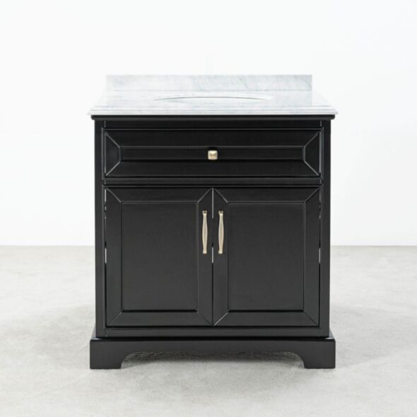 Kommod Badrum 80cm Svart Wyoming - Vit Marmor