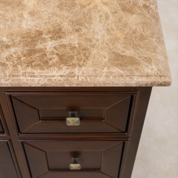 Kommod Badrum 120cm Wyoming Mörkbrun - Beige Marmor