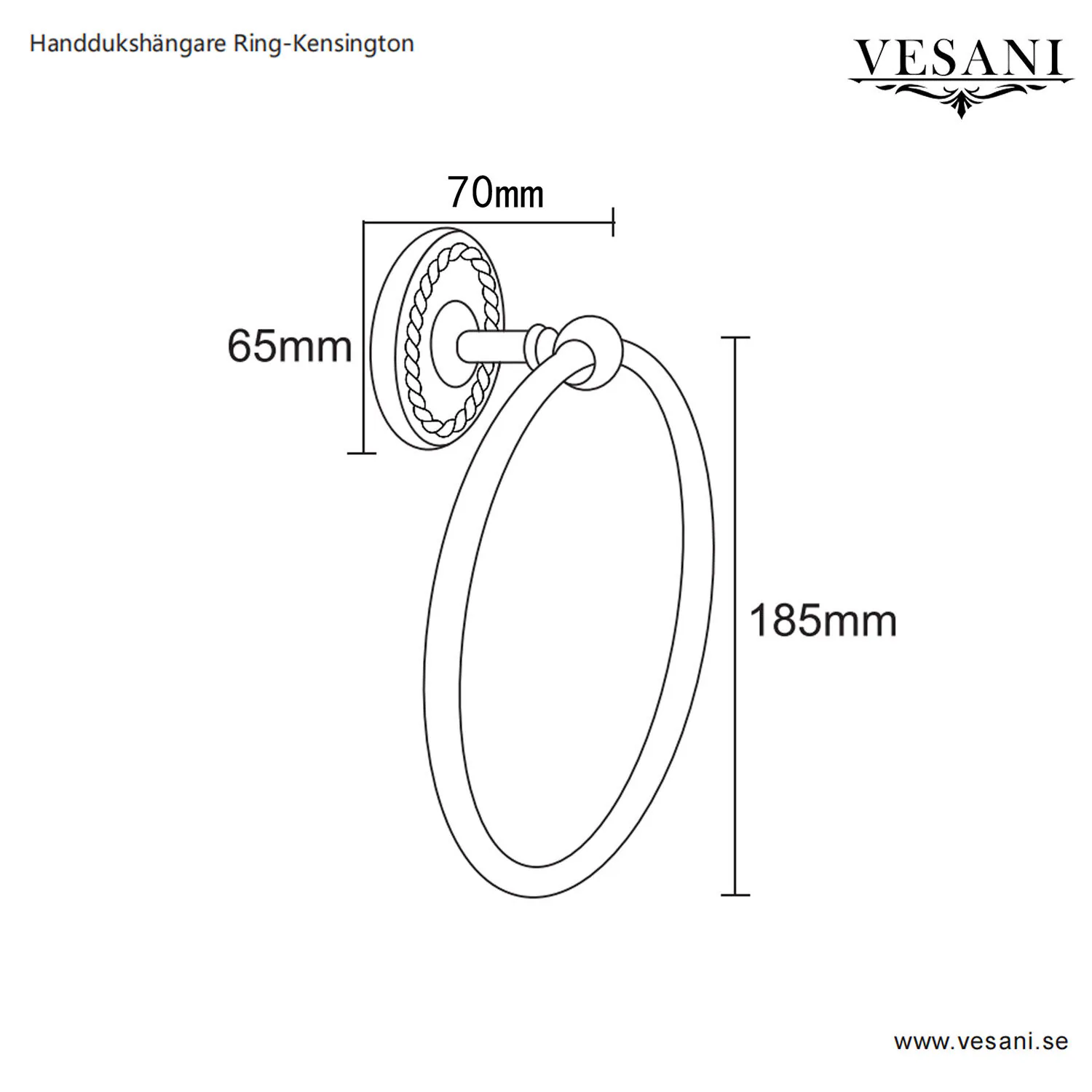 Handdukshängare Ring Antik Mässing - Kensington