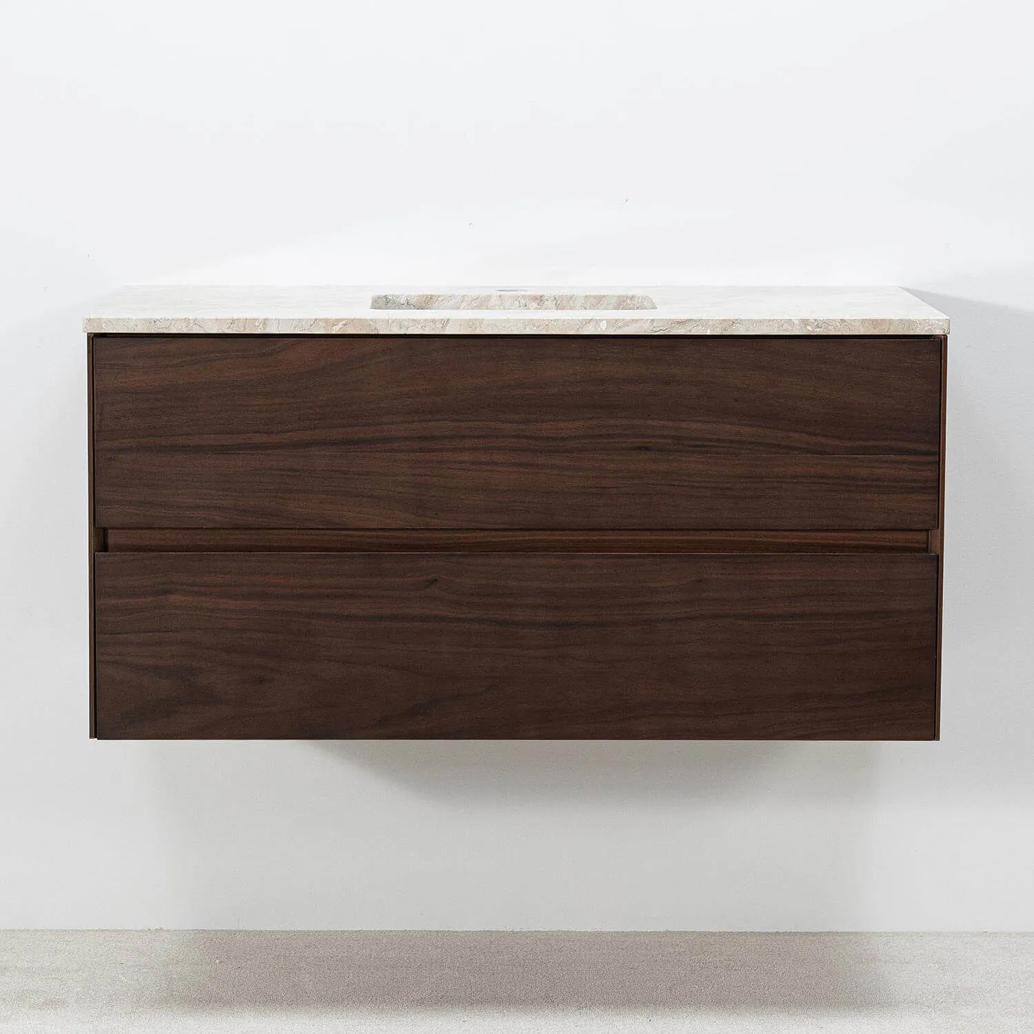 Badrumskommod Valnöt 100cm Beige Marmor - Marstrand