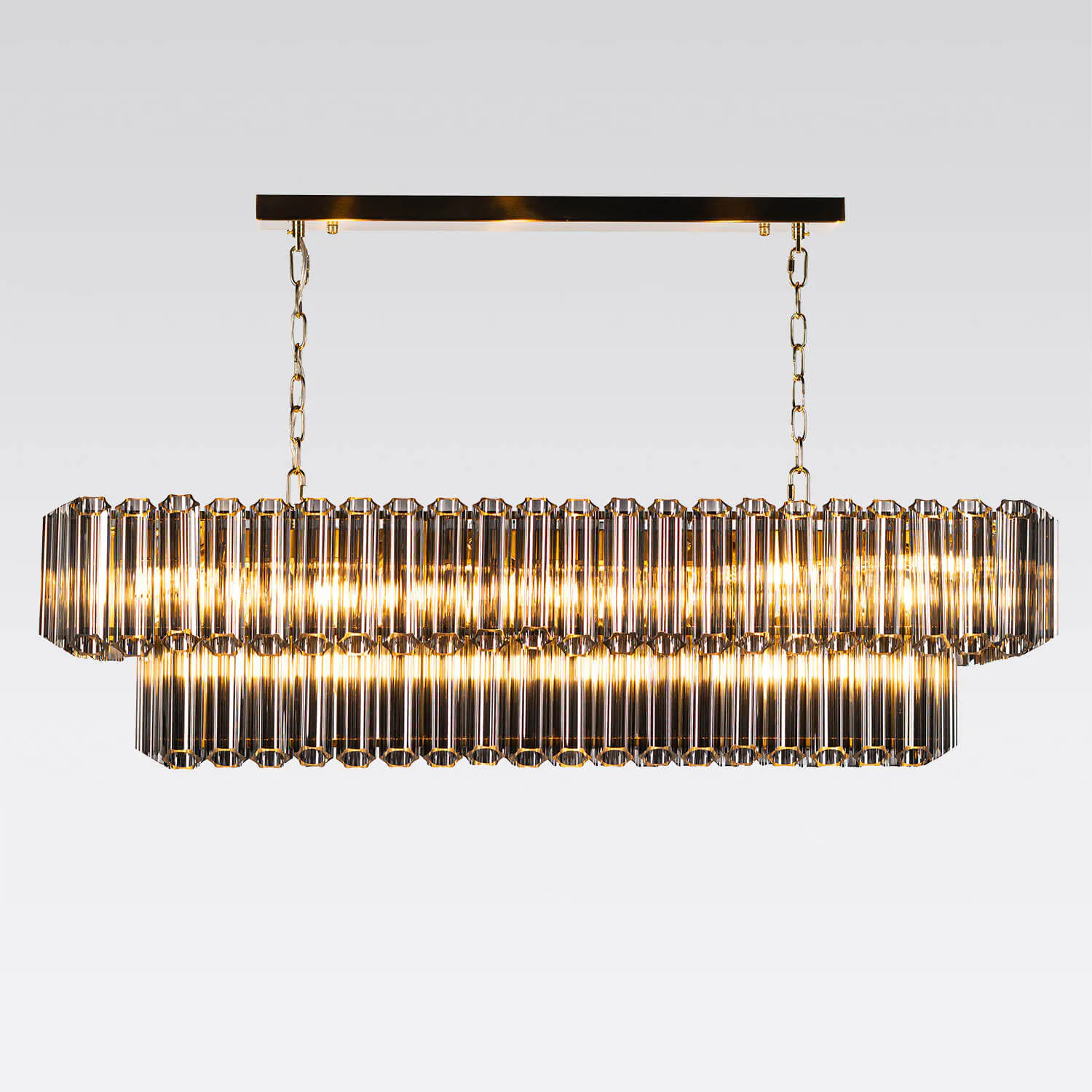 Avlång Kristallkrona 120cm Svart/Mässing - Verona