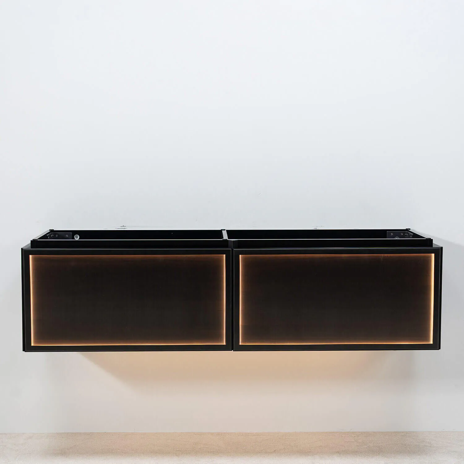 Dubbelkommod Svart Valnöt 150cm Vit Marmor - Dallas