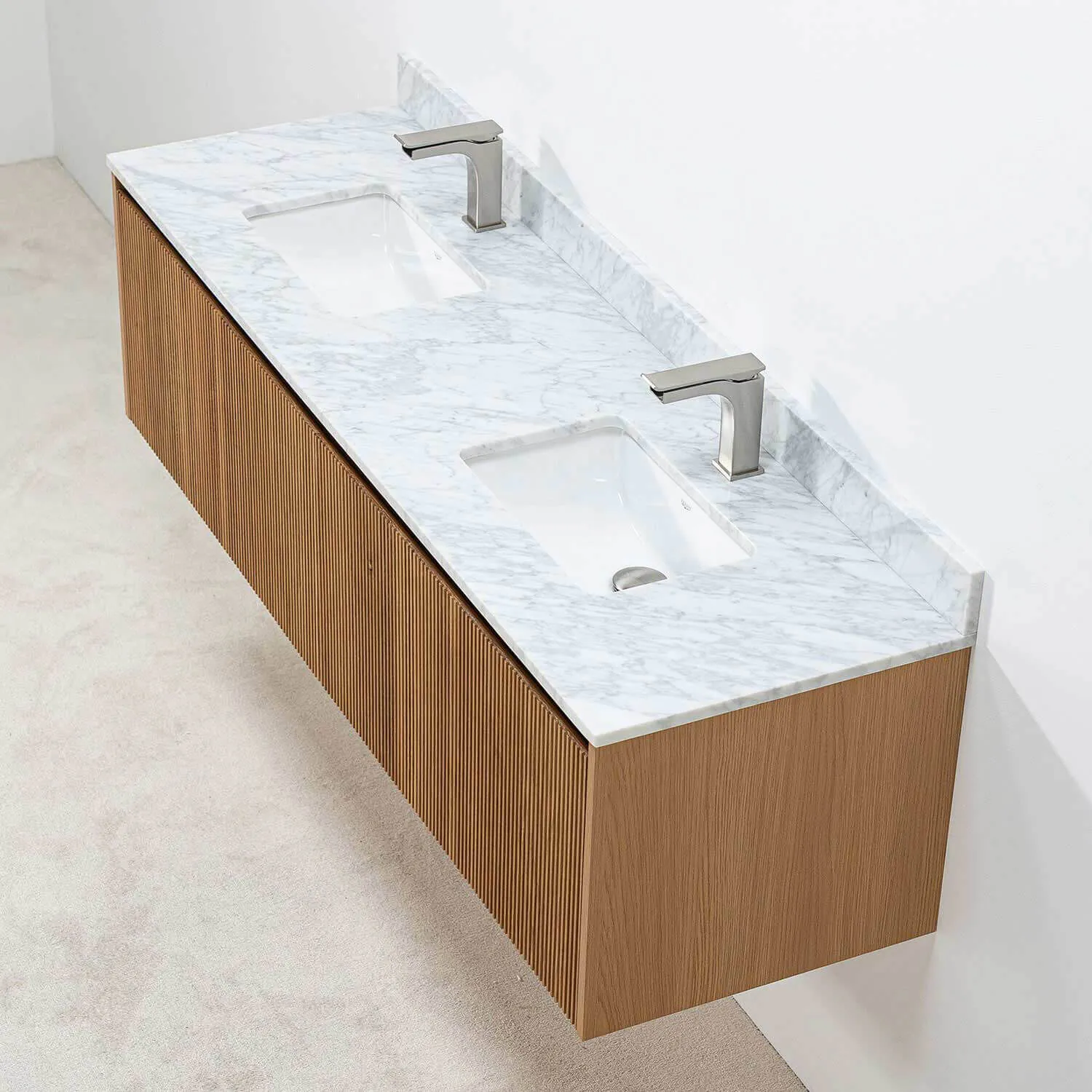 Dubbelkommod Ek 150cm Vit Marmor - Båstad