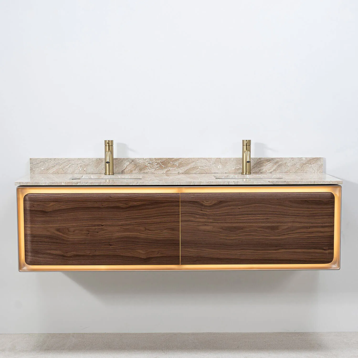 Dubbelkommod Valnöt 150cm Beige Marmor - Oregon