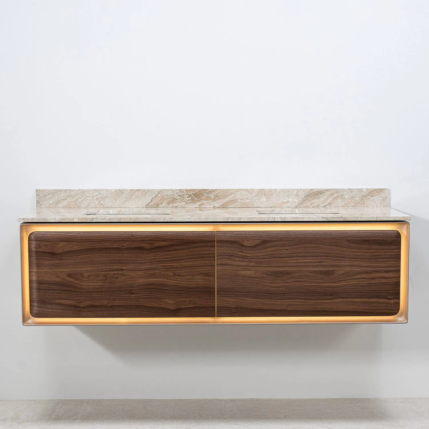 Dubbelkommod Valnöt 150cm Beige Marmor - Oregon