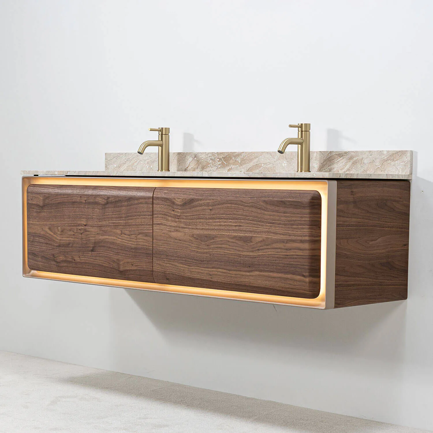 Dubbelkommod Valnöt 150cm Beige Marmor - Oregon