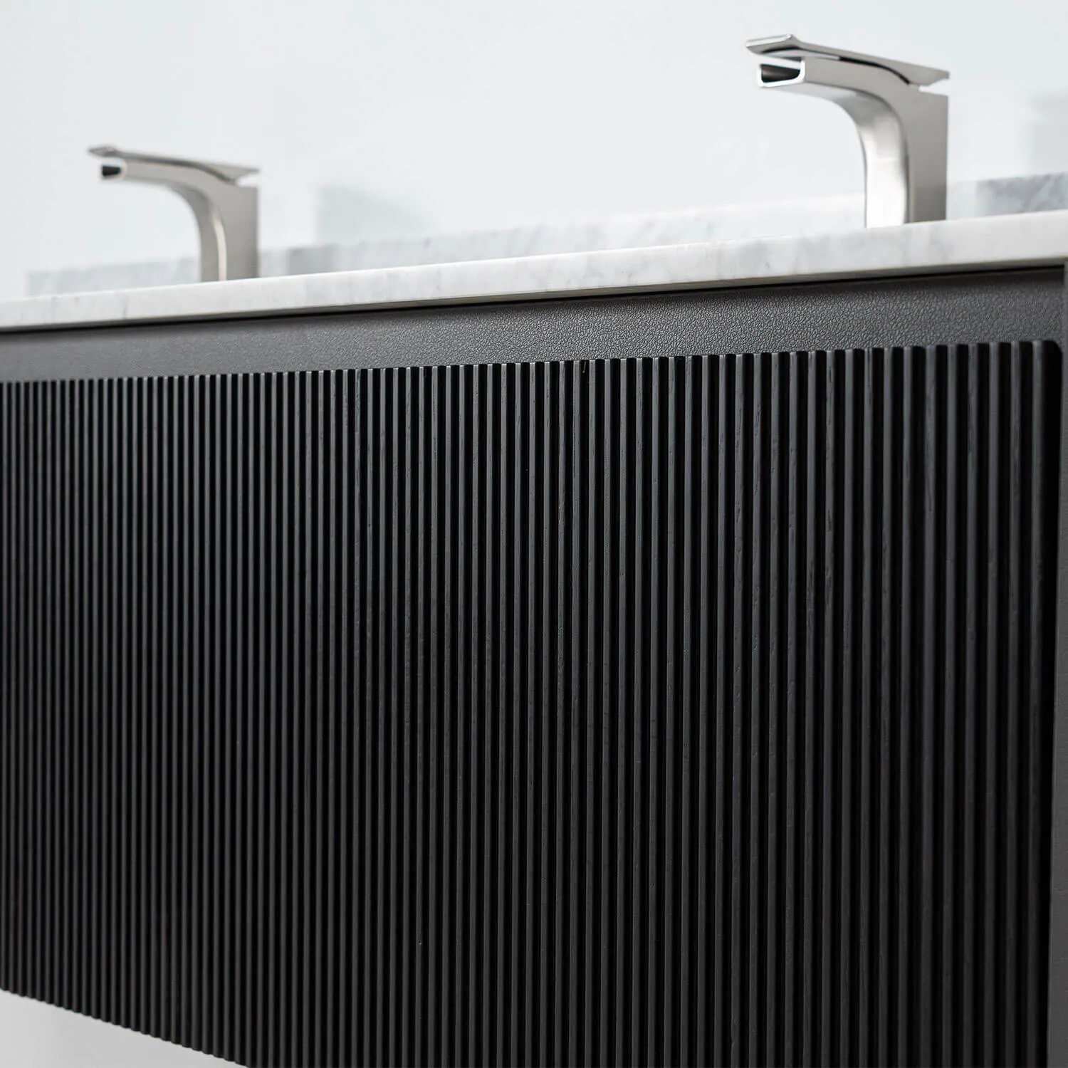 Dubbelkommod Svart 150cm Vit Marmor - Båstad