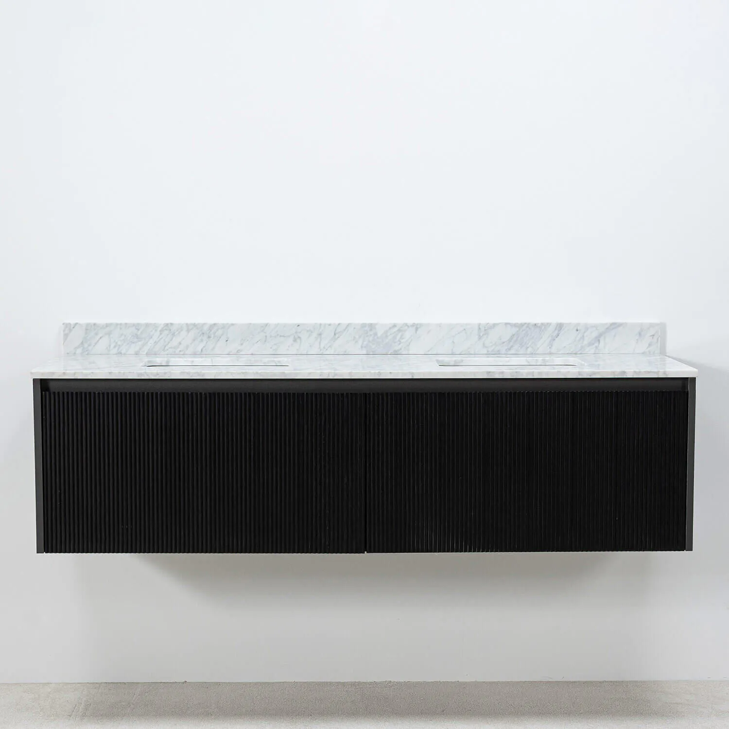 Dubbelkommod Svart 150cm Vit Marmor - Båstad
