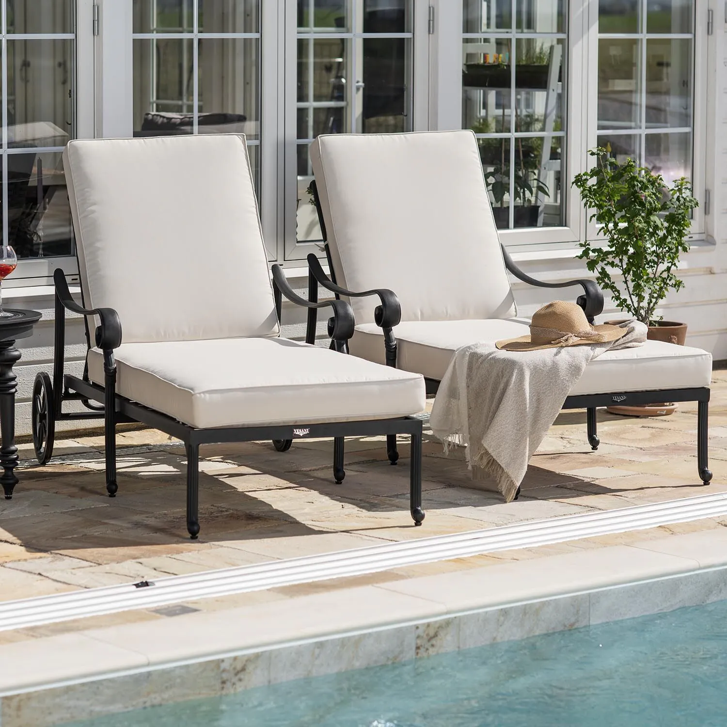 2-Pack Solsängar med Bord - Toscana