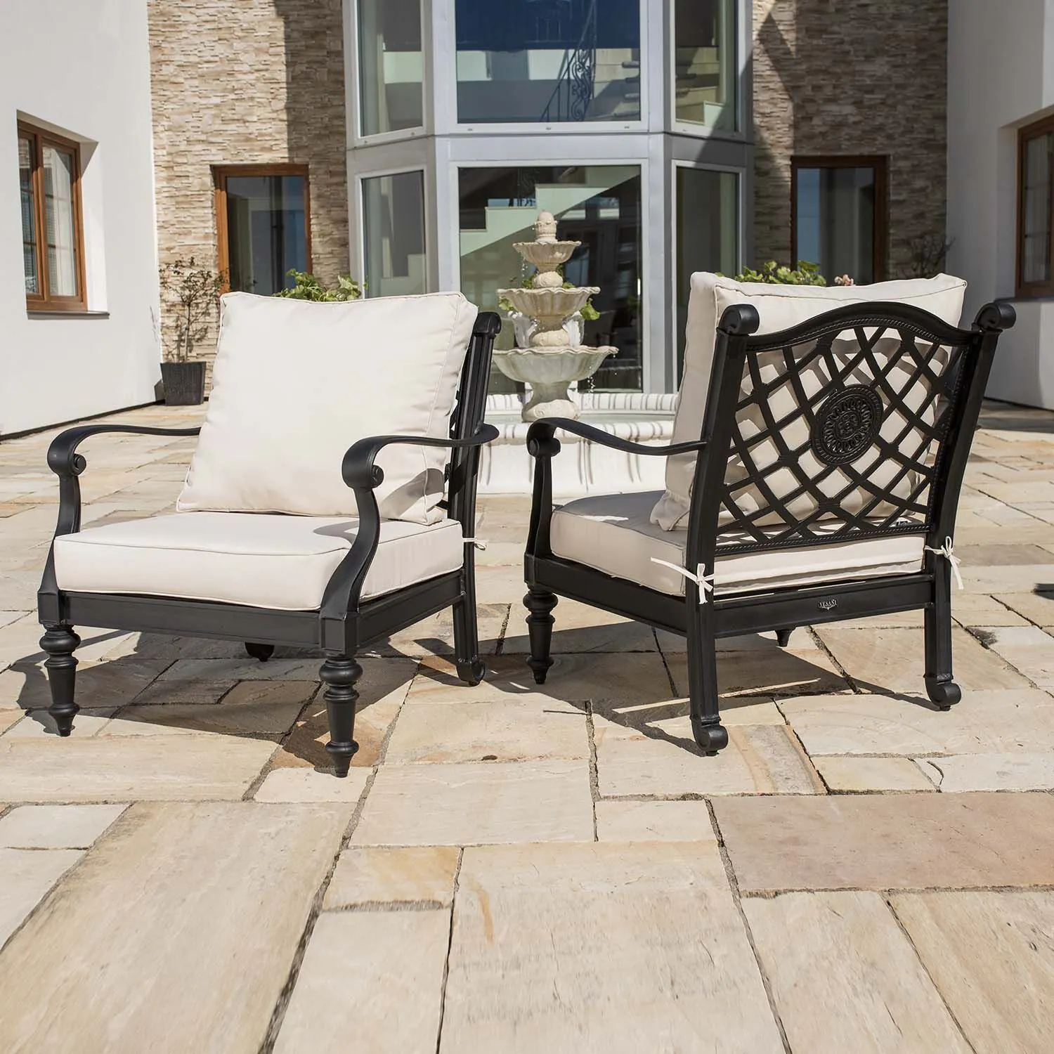 Loungefåtölj Svart 2-pack Aluminium Florence