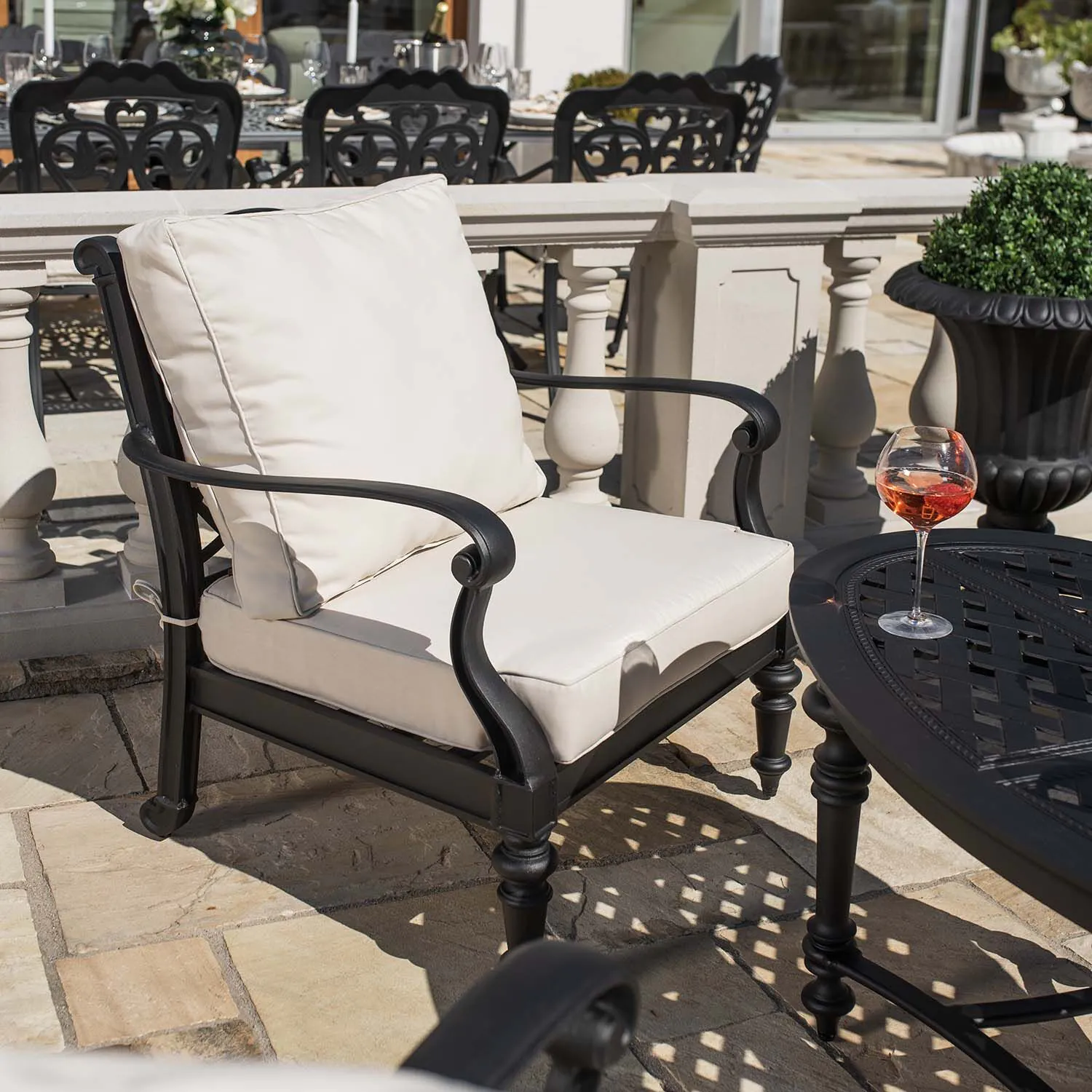 Loungefåtölj Svart 2-pack Aluminium Florence