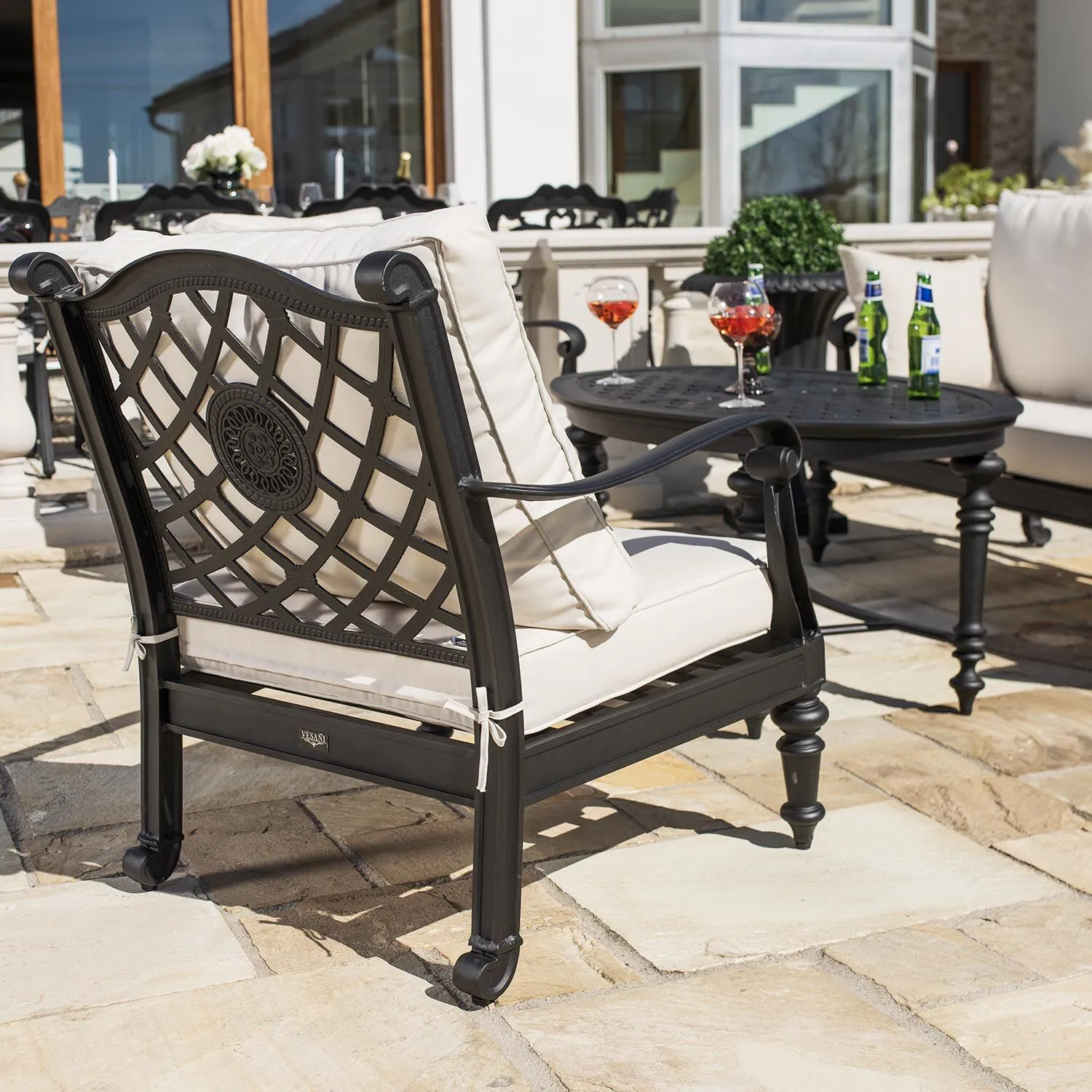Loungefåtölj Svart 2-pack Aluminium Florence