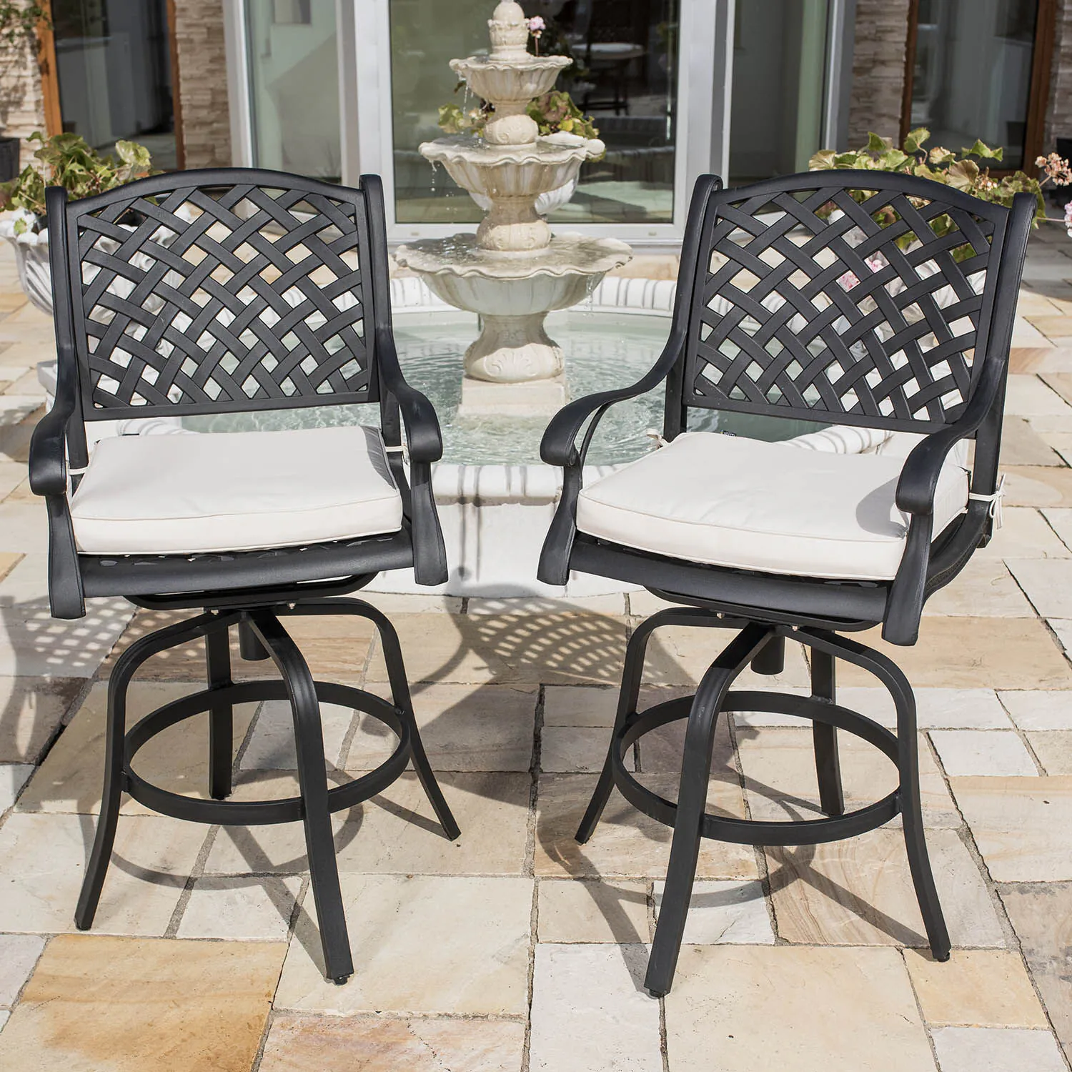 Barstol Utomhus 2-pack Svart Aluminium Salerno