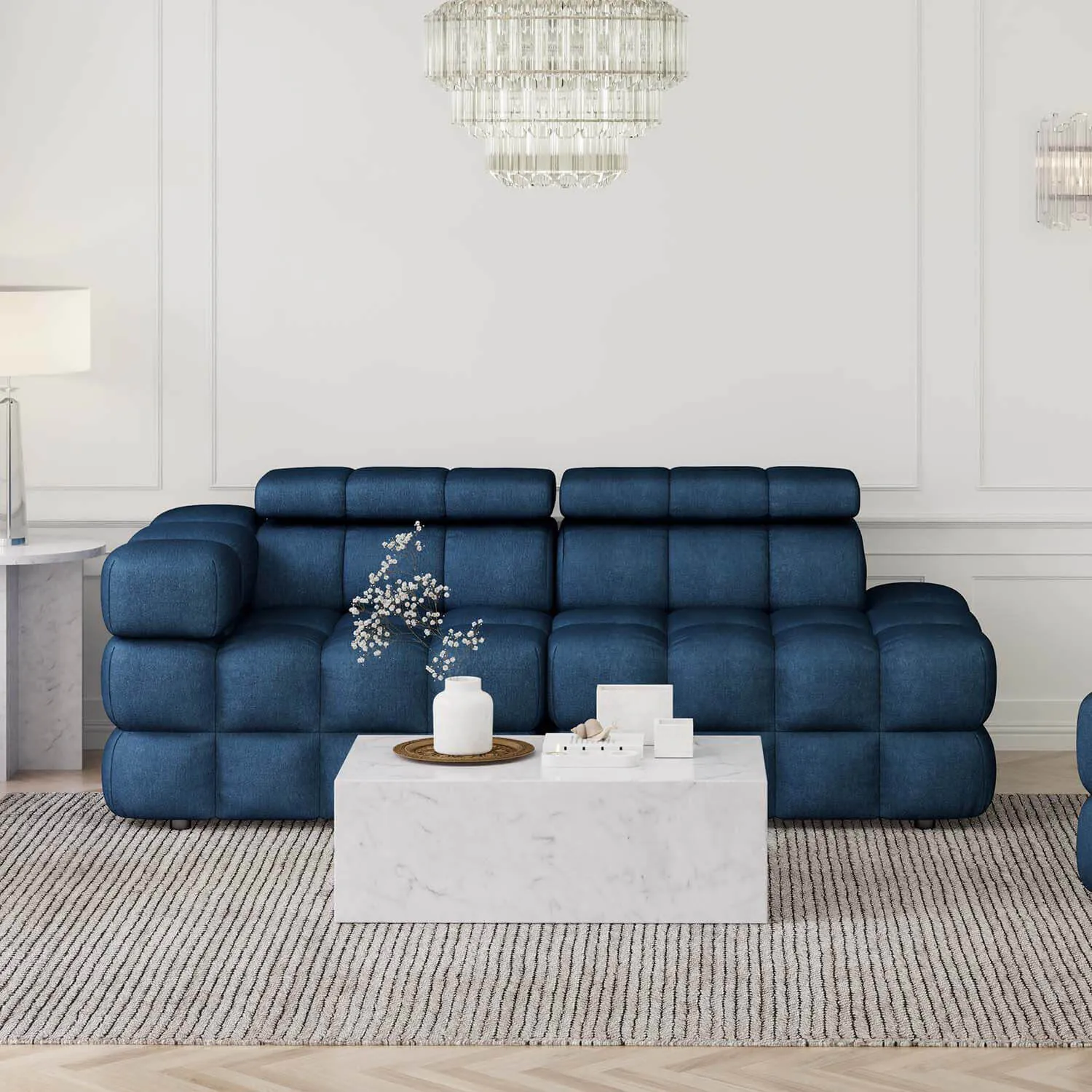 Soffa 2-sits 213cm Mörkblå Armstöd Vänster - Paris