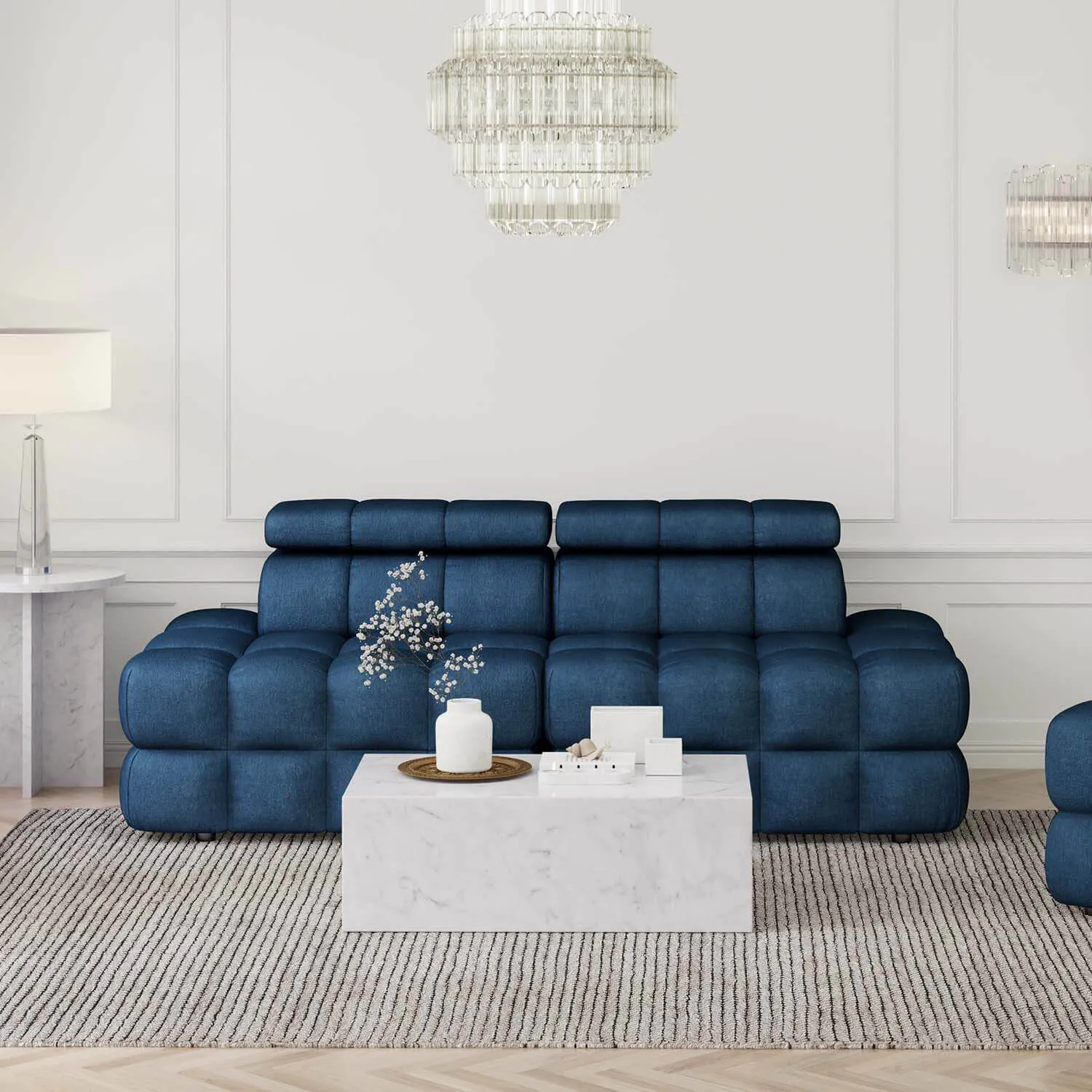 Soffa 2-sits 216cm Mörkblå Utan Armstöd - Paris