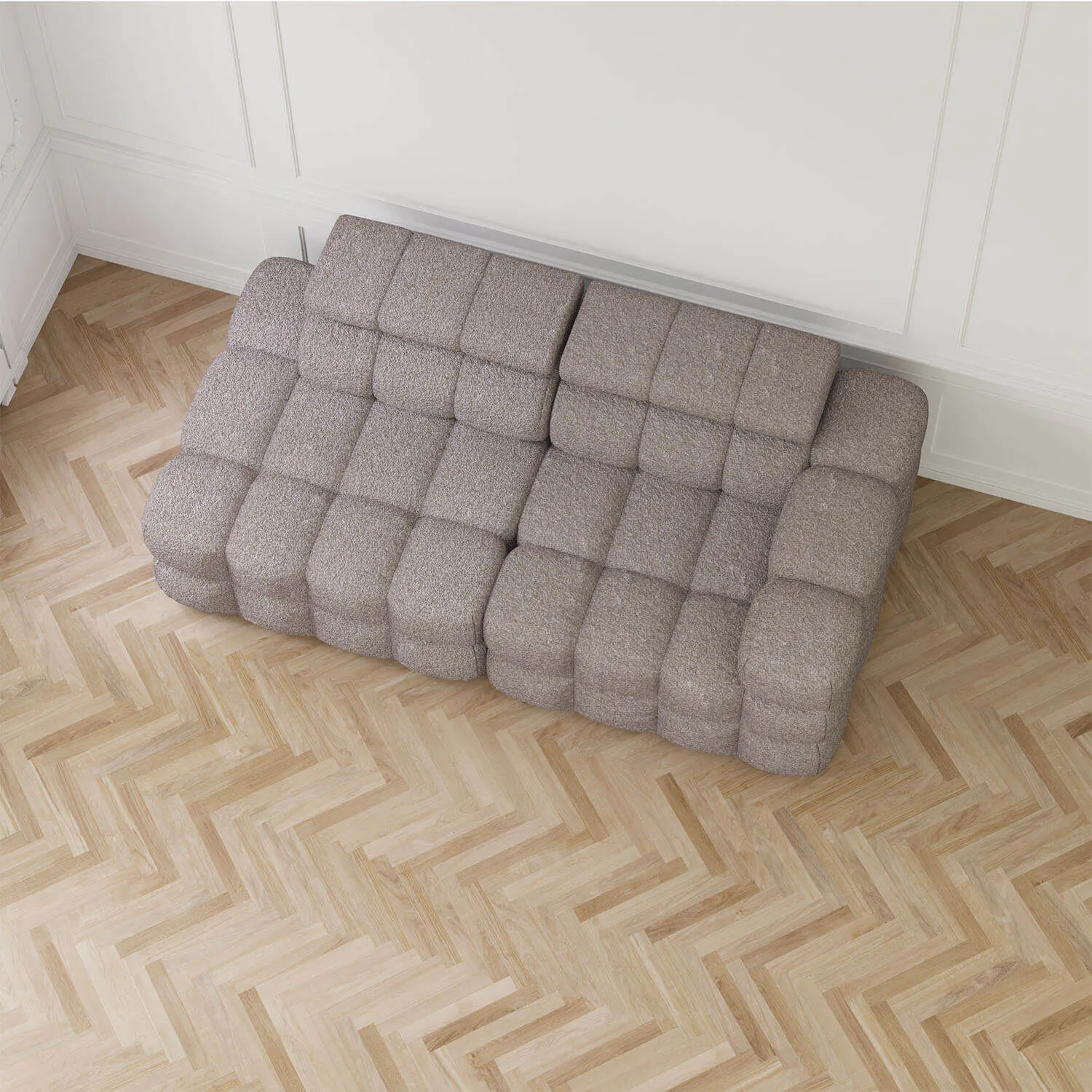 Soffa 2-sits 213cm Brun Boucle Armstöd Höger - Paris