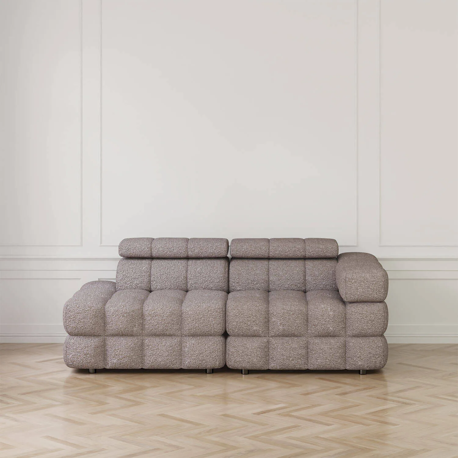 Soffa 2-sits 213cm Brun Boucle Armstöd Höger - Paris