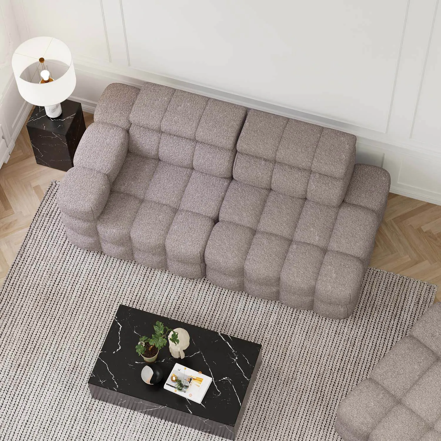 Soffa 2-sits 213cm Brun Boucle Armstöd Vänster - Paris