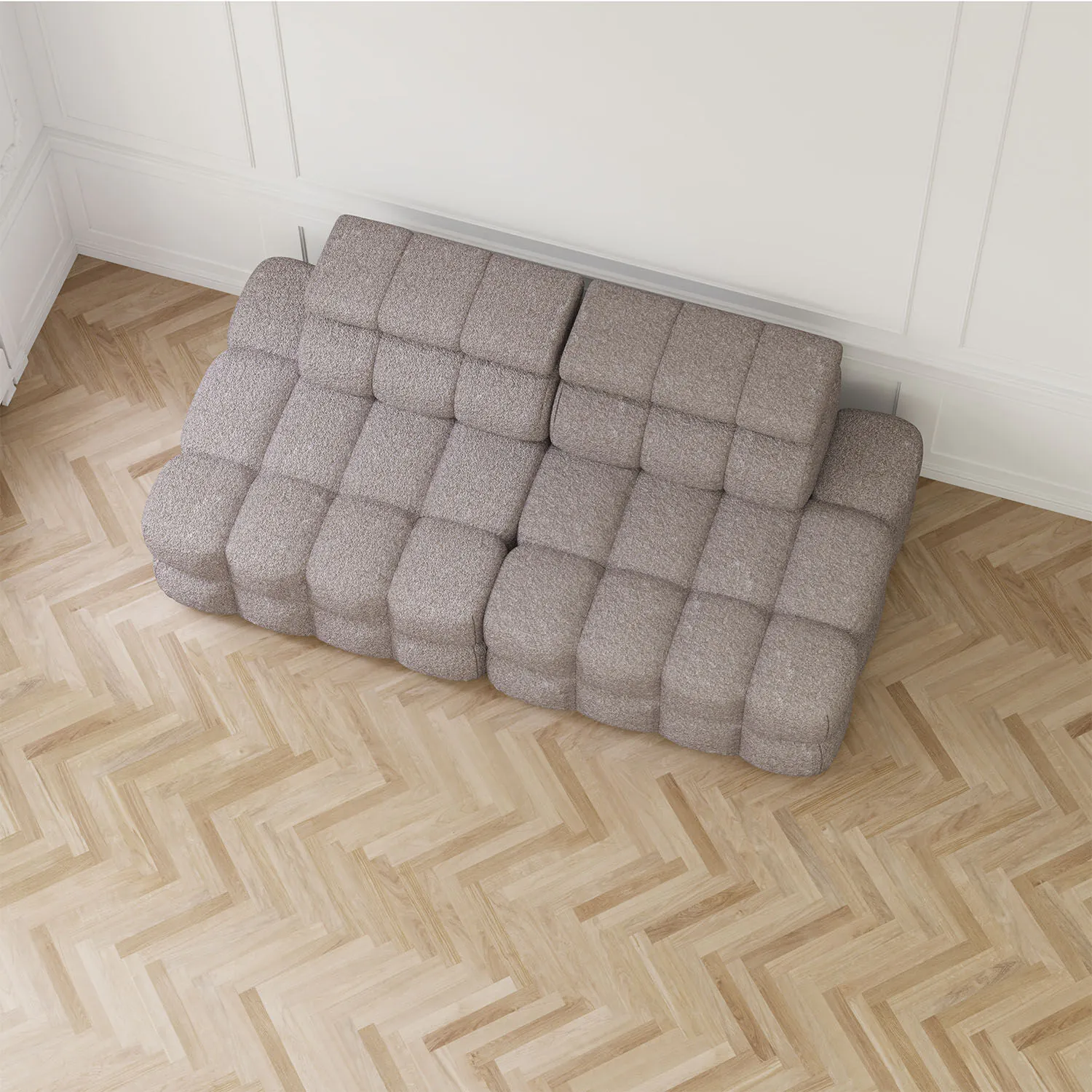 Soffa 2-sits 216cm Brun Boucle Utan Armstöd - Paris