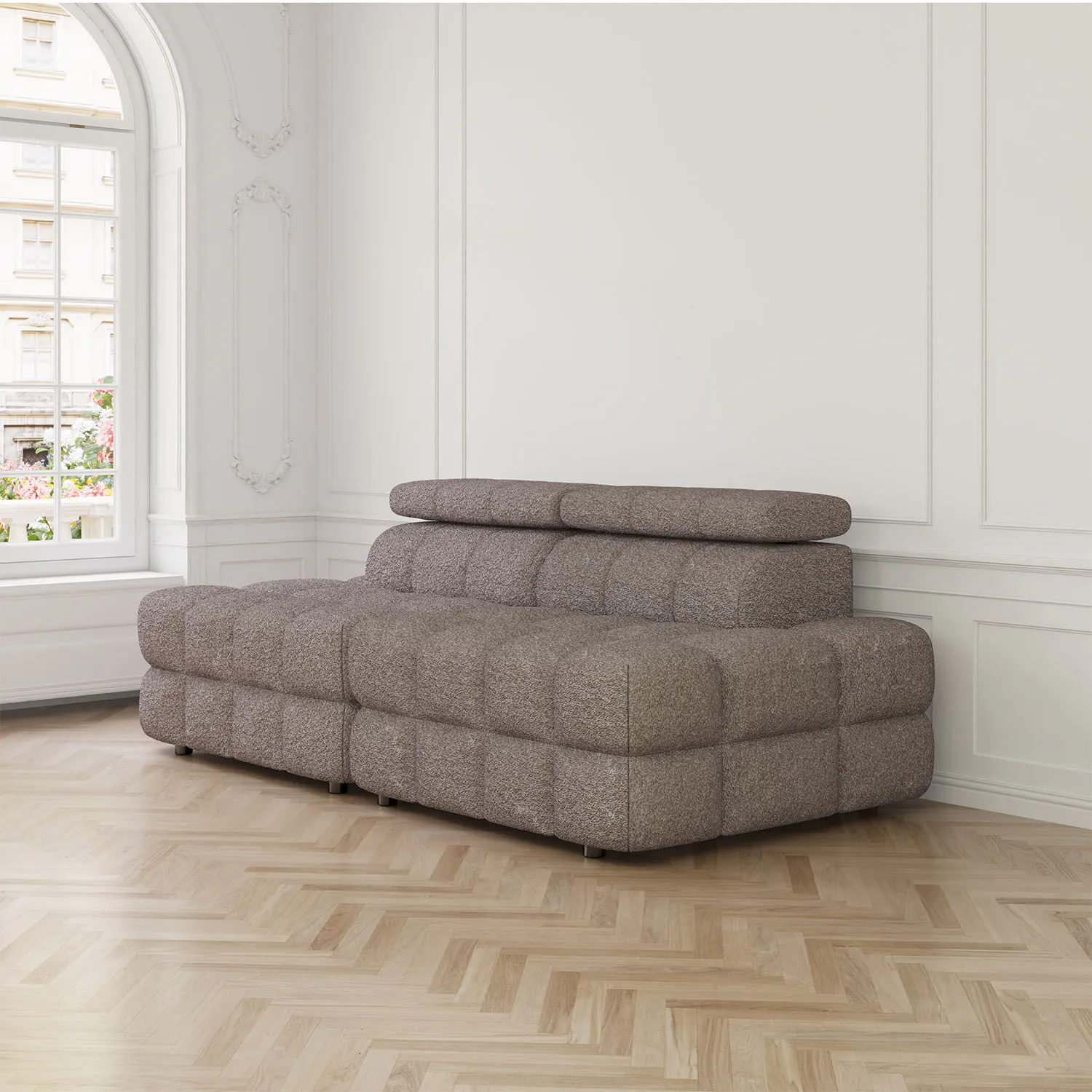 Soffa 2-sits 216cm Brun Boucle Utan Armstöd - Paris