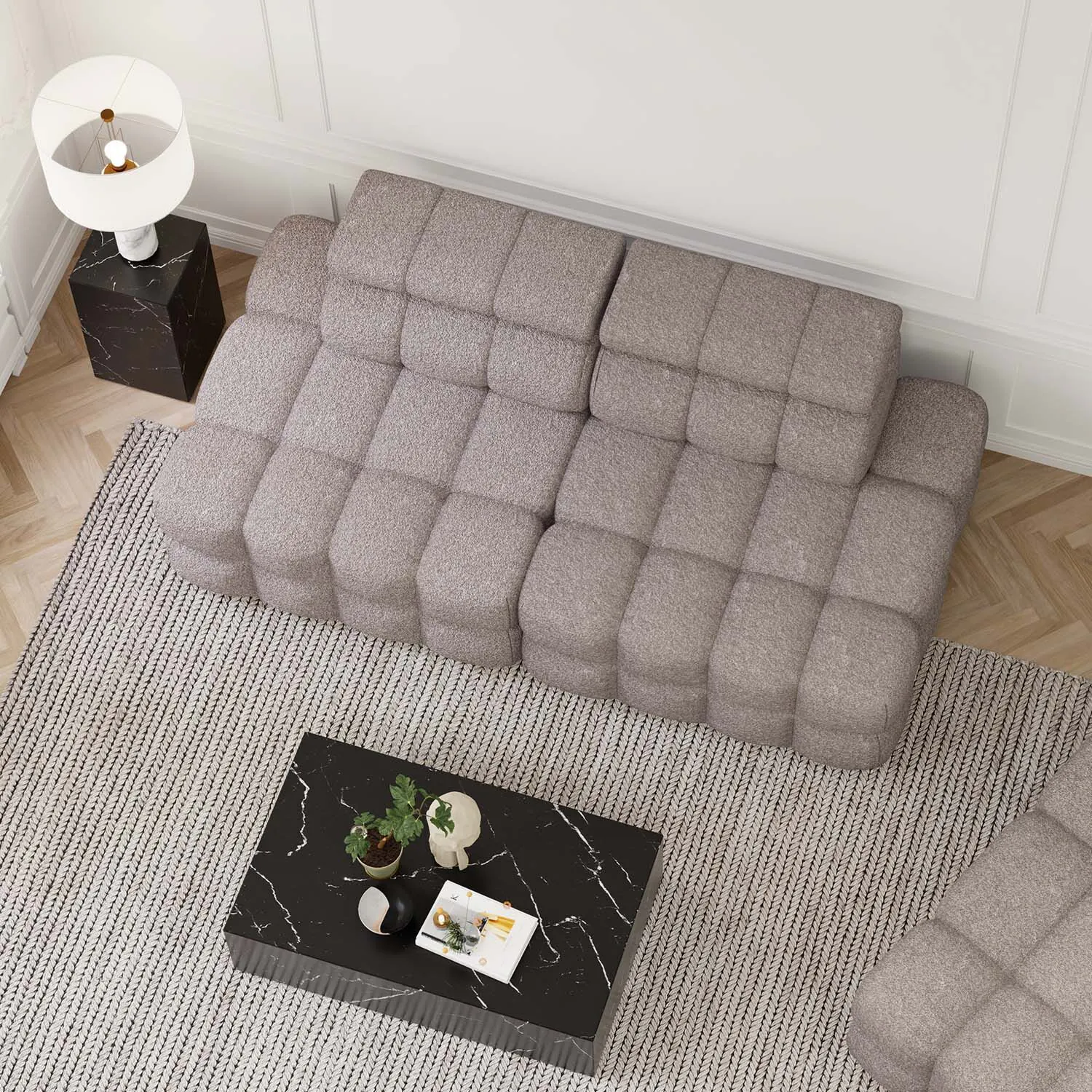 Soffa 2-sits 216cm Brun Boucle Utan Armstöd - Paris