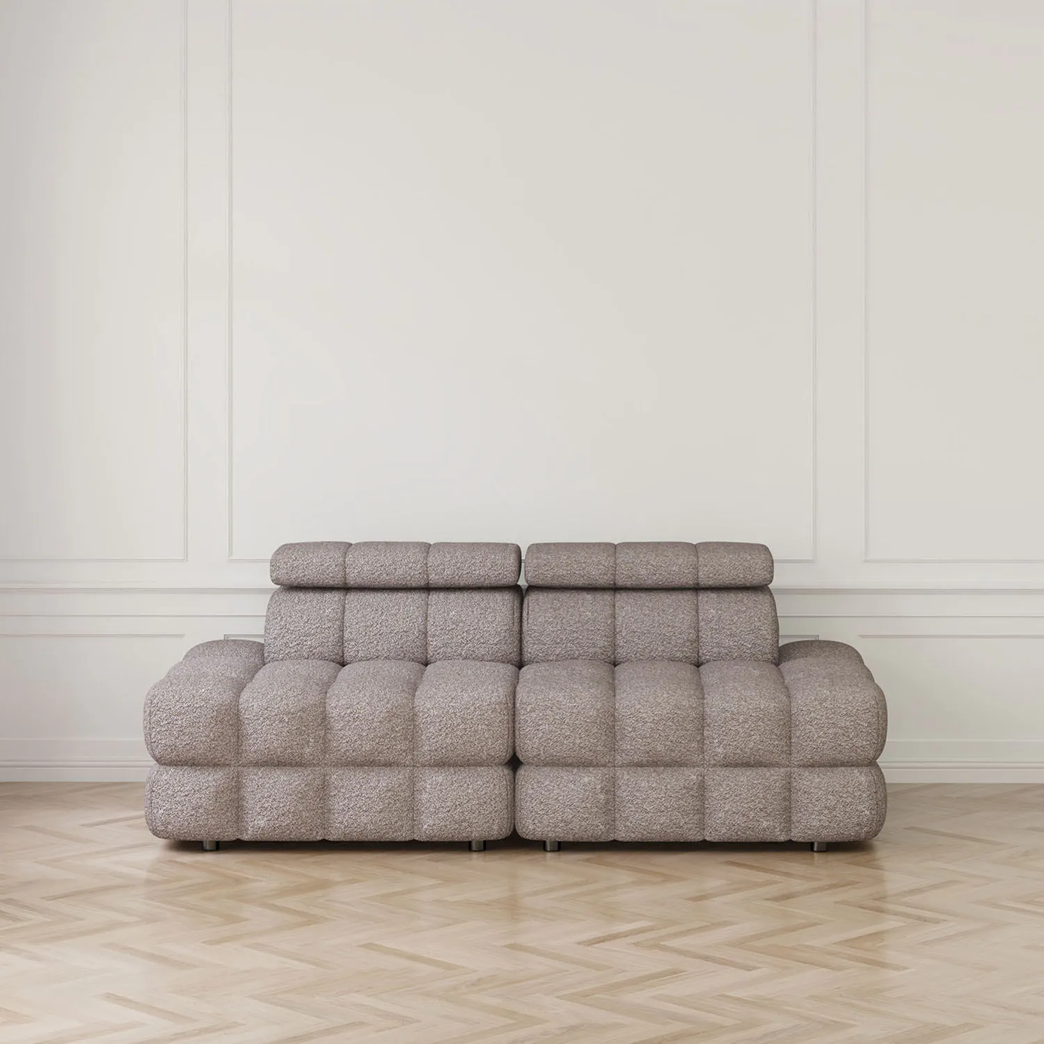 Soffa 2-sits 216cm Brun Boucle Utan Armstöd - Paris