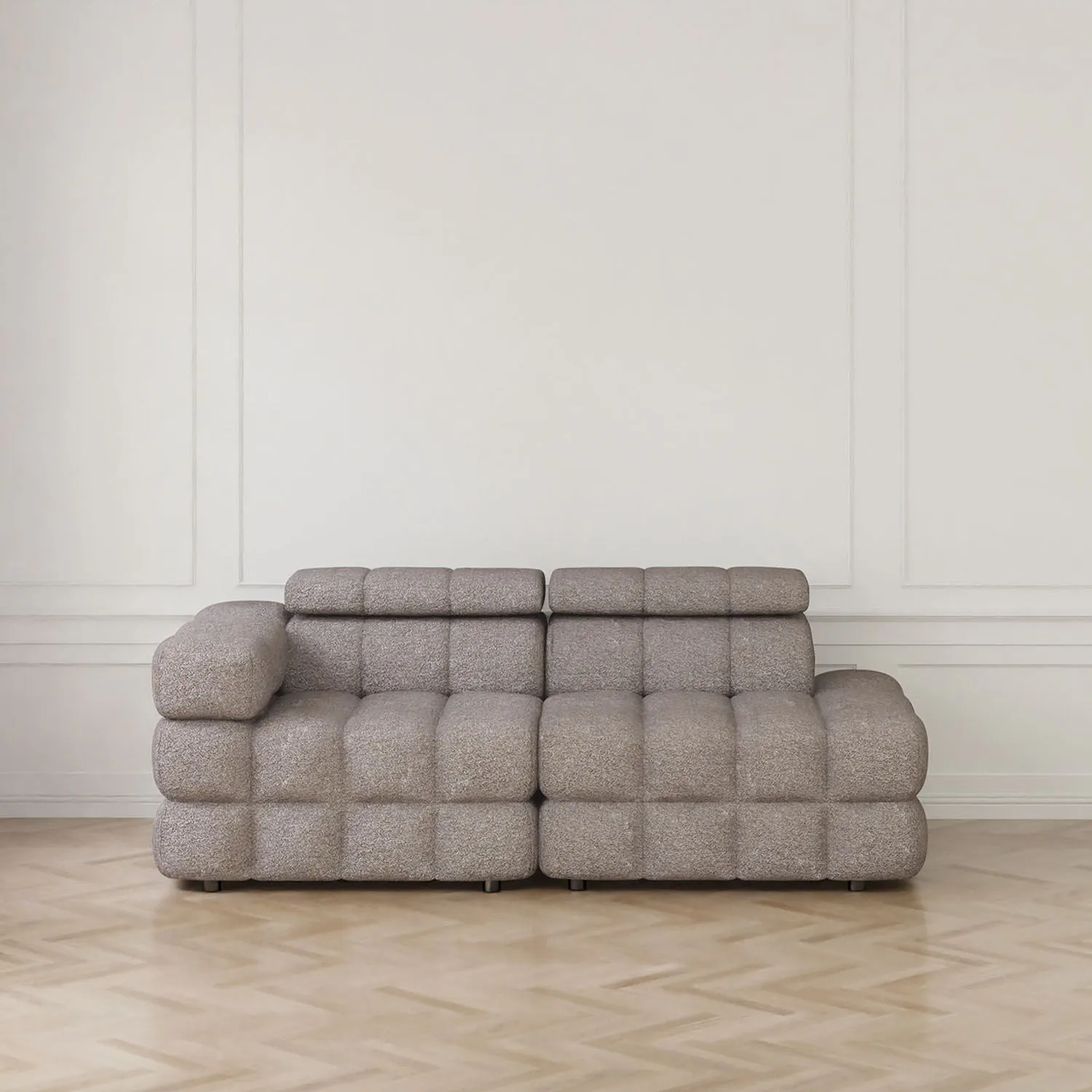 Soffa 2-sits 213cm Brun Boucle Armstöd Vänster - Paris