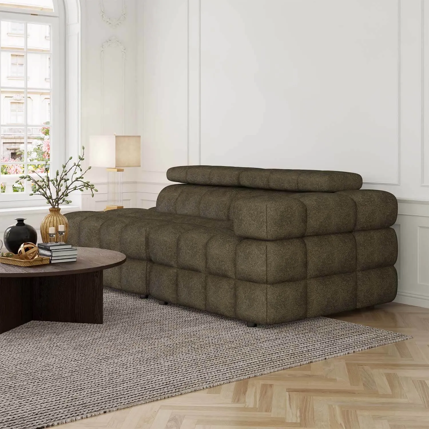 Soffa 2-sits 213cm Olivgrön Armstöd Höger - Paris