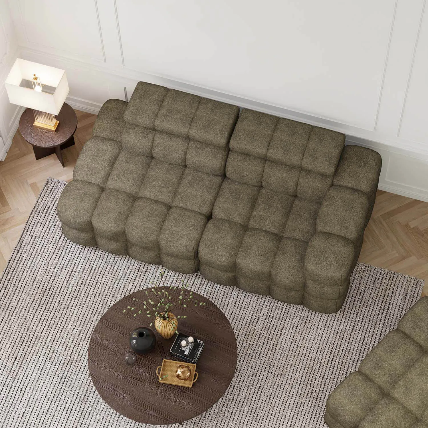 Soffa 2-sits 213cm Olivgrön Armstöd Höger - Paris