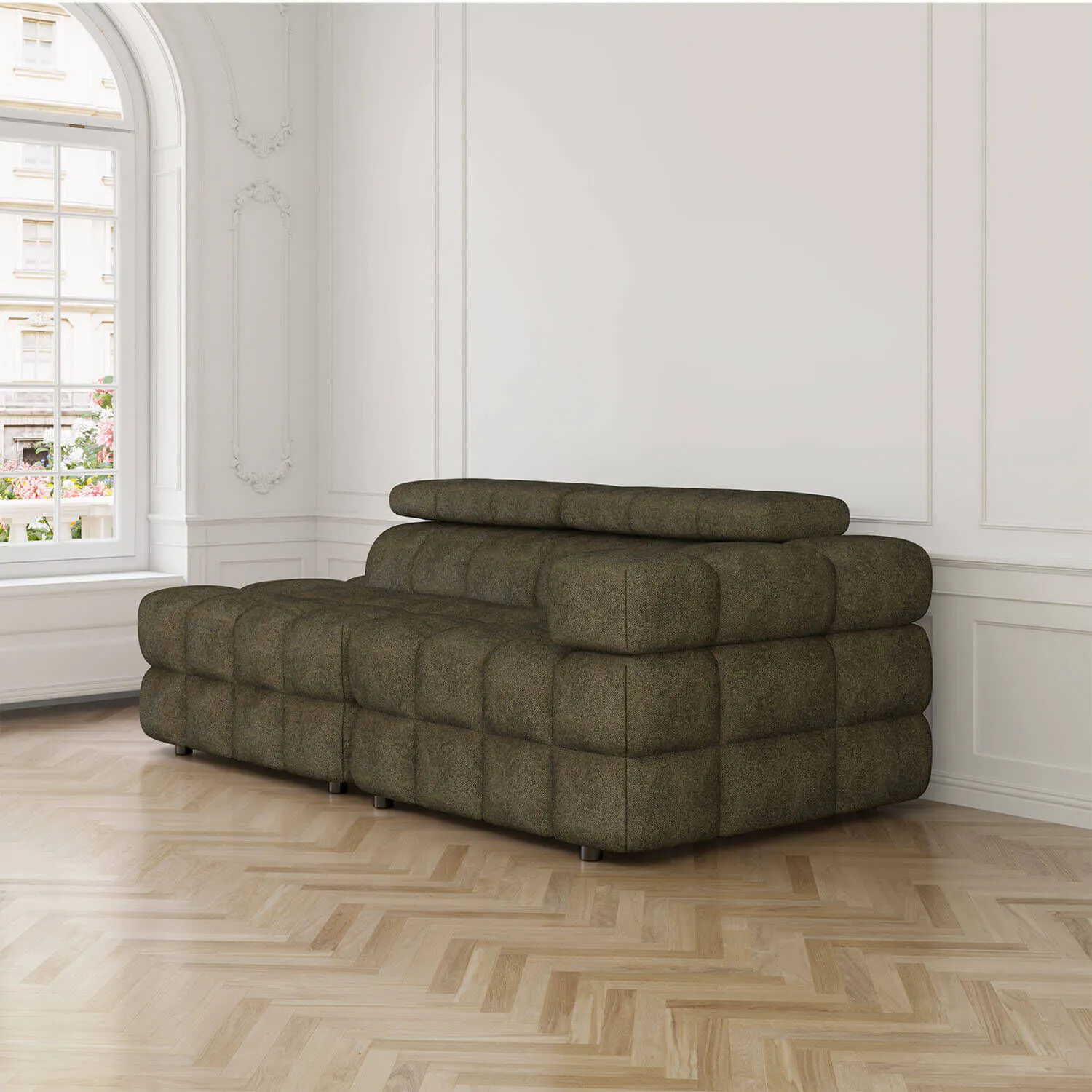 Soffa 2-sits 213cm Olivgrön Armstöd Höger - Paris