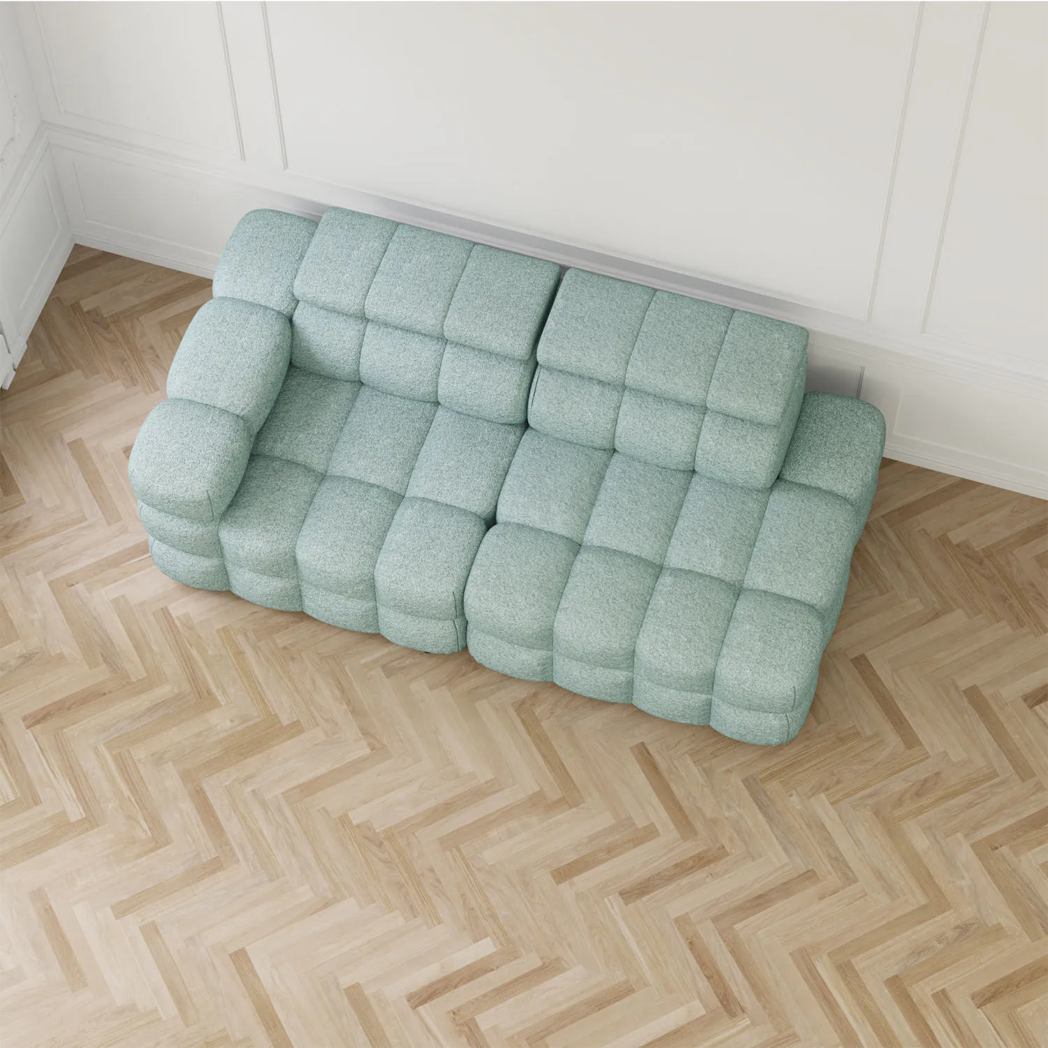 Soffa 2-sits 213cm Mintgrön Boucle Armstöd Vänster - Paris