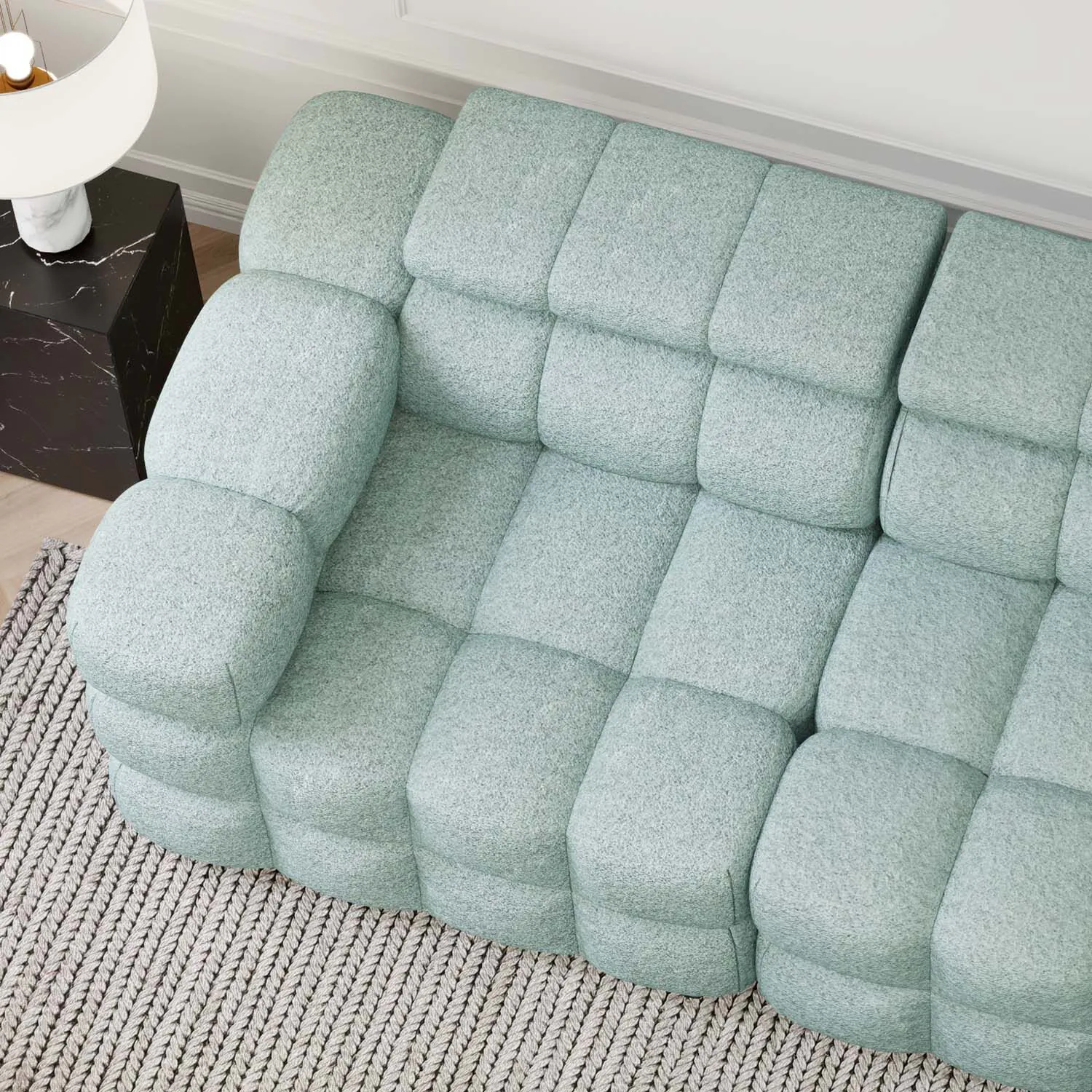 Soffa 2-sits 213cm Mintgrön Boucle Armstöd Vänster - Paris