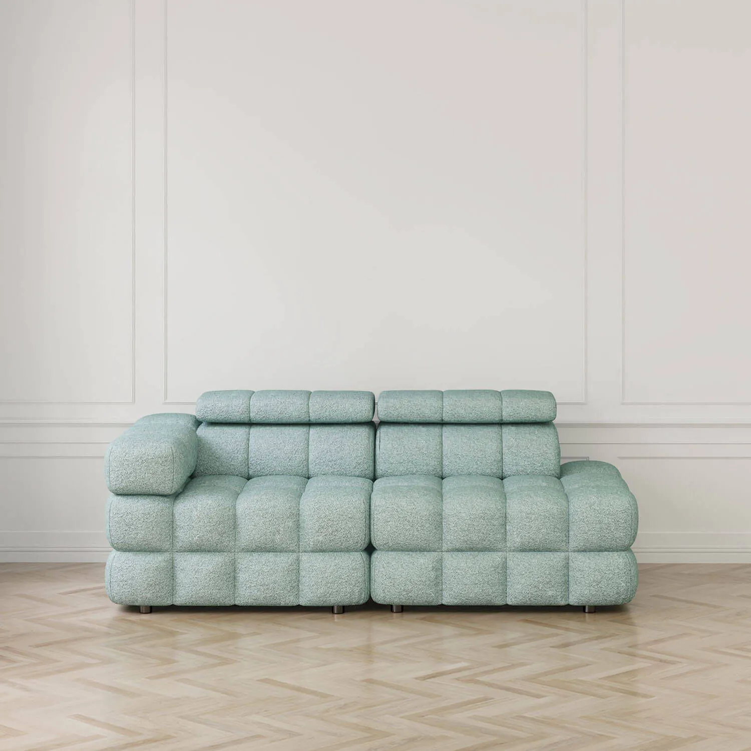 Soffa 2-sits 213cm Mintgrön Boucle Armstöd Vänster - Paris