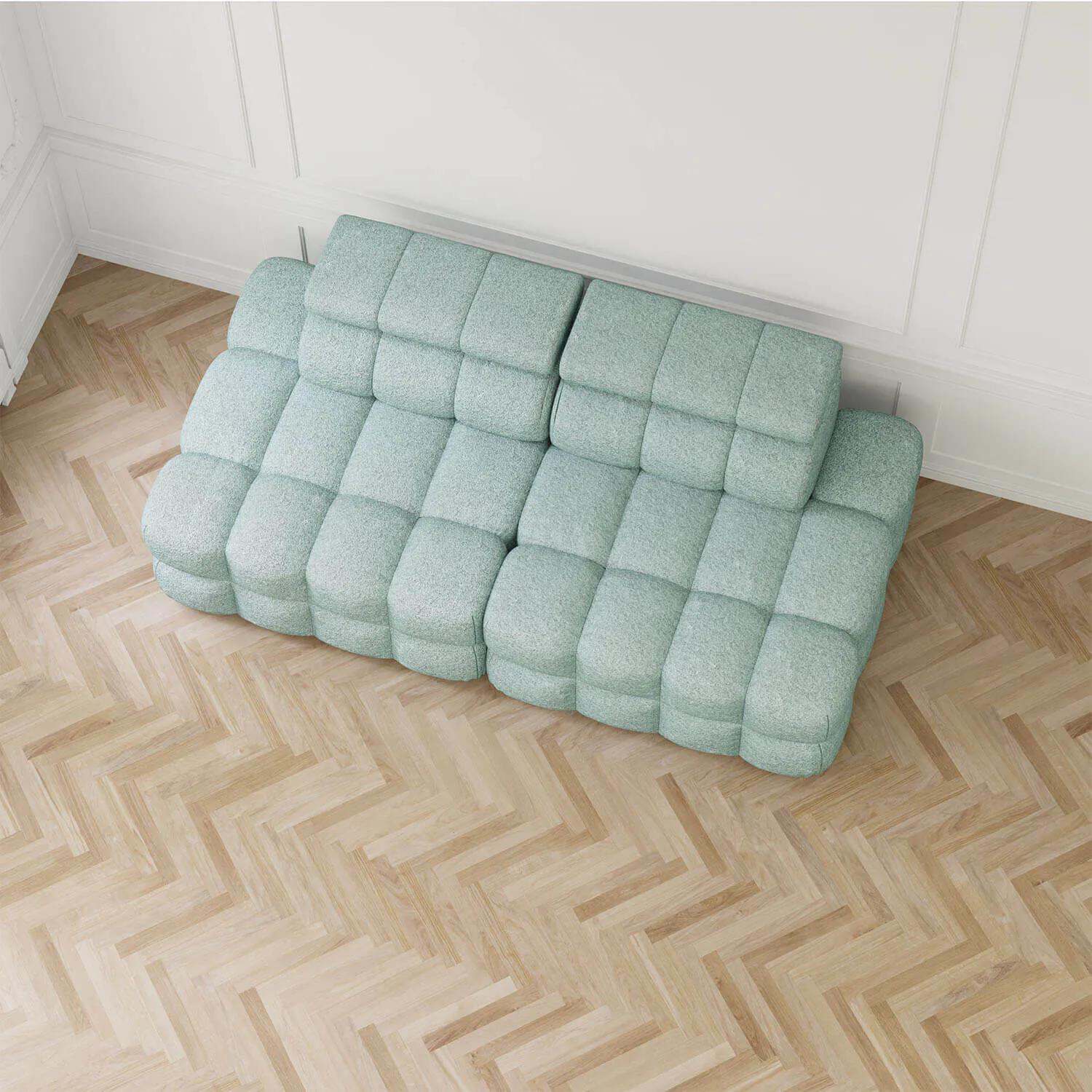 Soffa 2-sits 216cm Mintgrön Boucle Utan Armstöd - Paris