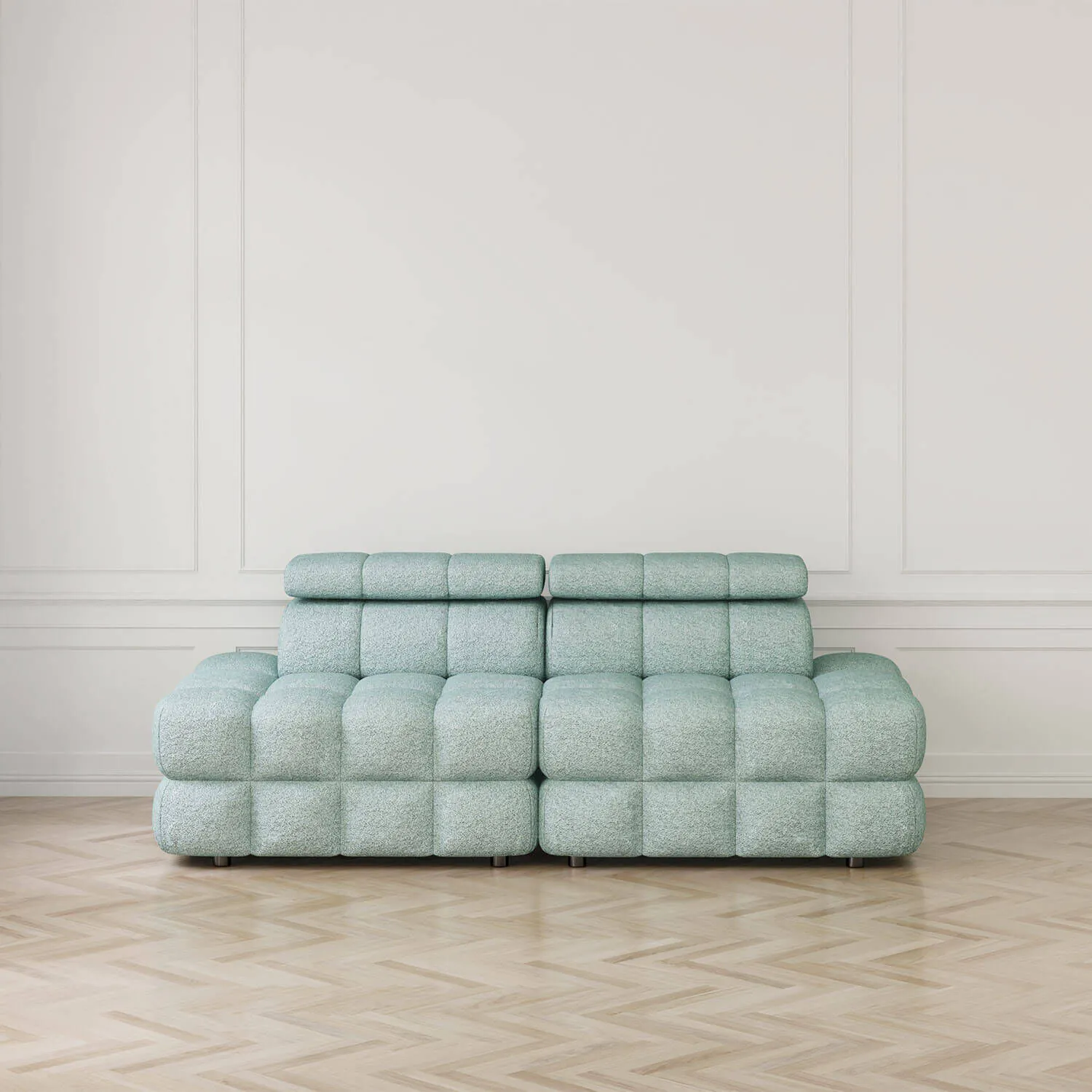 Soffa 2-sits 216cm Mintgrön Boucle Utan Armstöd - Paris