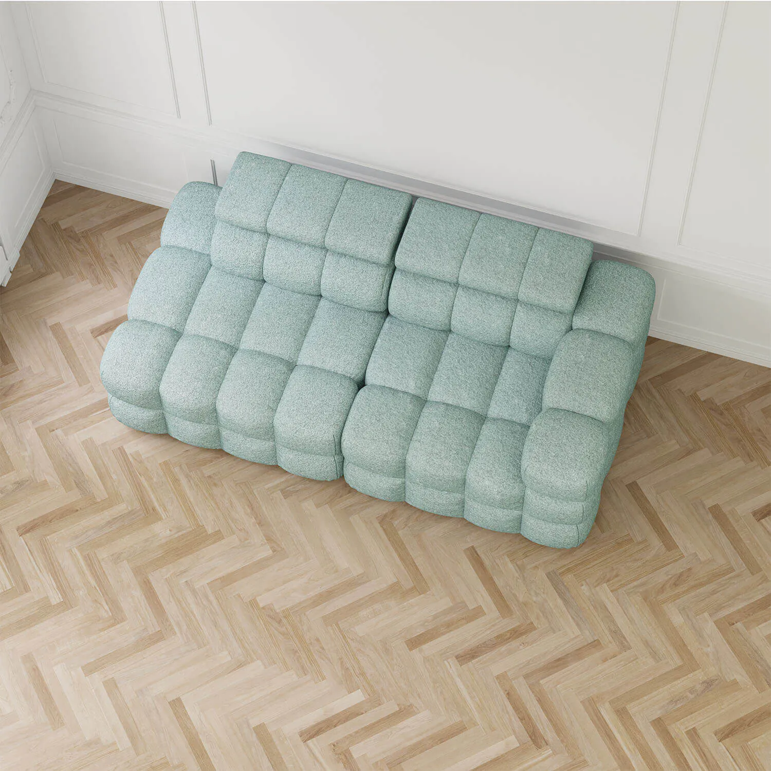 Soffa 2-sits 213cm Mintgrön Boucle Armstöd Höger - Paris