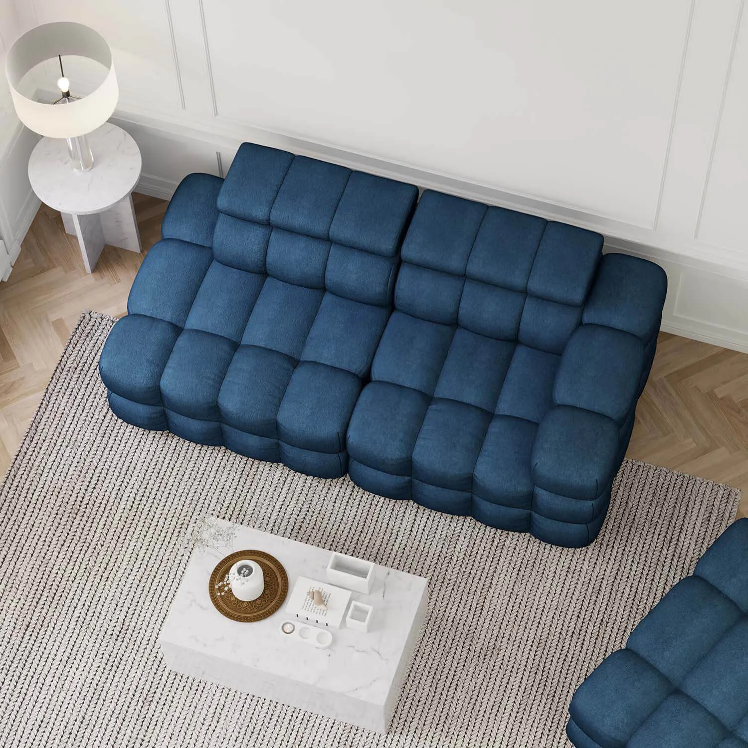 Soffa 2-sits 213cm Mörkblå Armstöd Höger - Paris