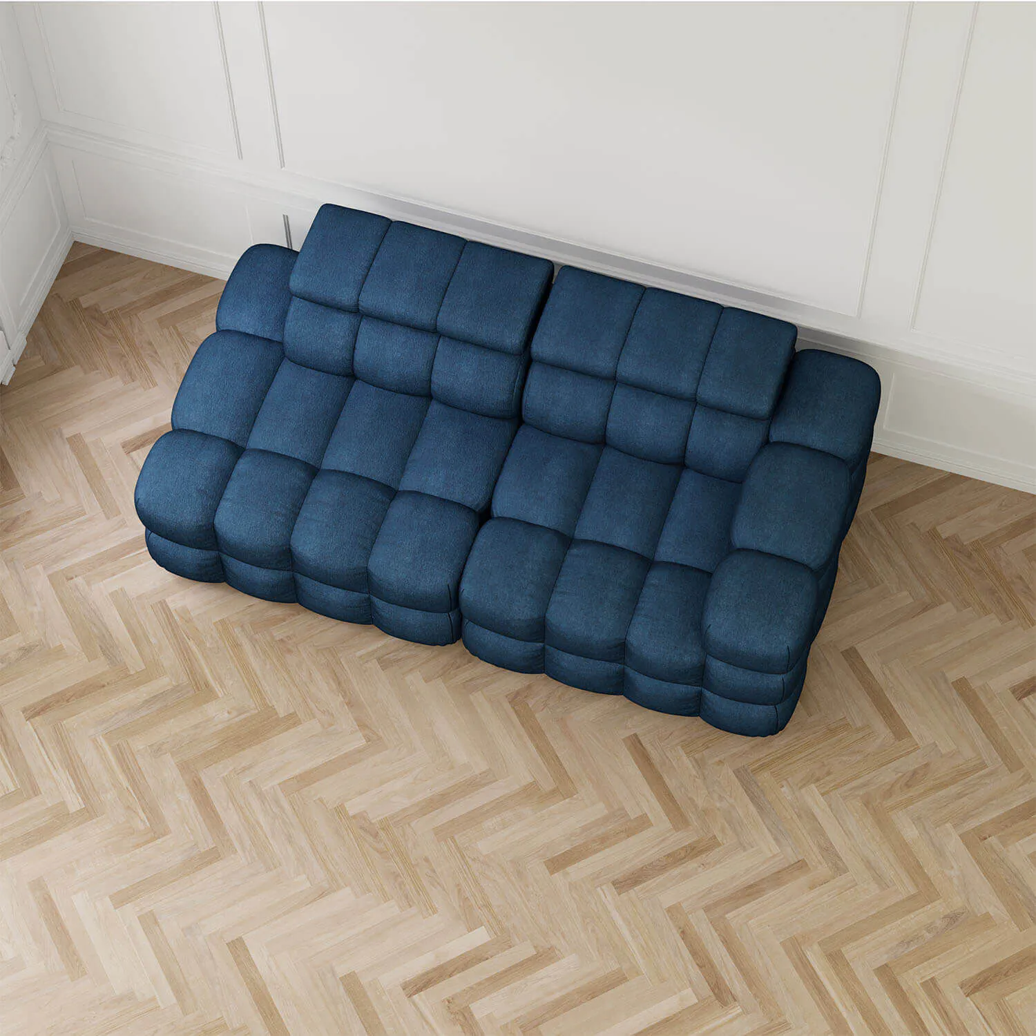 Soffa 2-sits 213cm Mörkblå Armstöd Höger - Paris